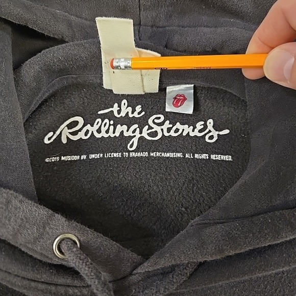 H&M Rolling Stones Sweatshirt Mens Size Large Black Lips Tongue Logo Hoodie - Picture 4 of 11